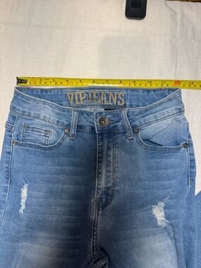 VIP Women's Light Blue Distressed High-Rise Jeans